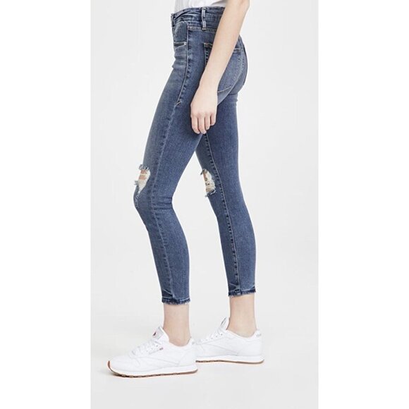 NWT Good American Good Legs Crop Skinny Jeans Womens 2/26 Distressed Stretch - Picture 3 of 9